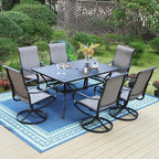 PHI VILLA 7 PCS Patio Dining Set, Rectangle Metal Table by PHIVILLAThepioneerofcomfortablehouseholdsupplies