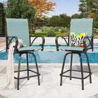 PHI VILLA Outdoor Bar Stools Set of 2, Swivel Patio Bar Stools & Chairs - Image 9