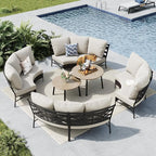 MFSTUDIO Patio Furniture Set, 8 Seats Half-Moon Curved Outdoor Sectional Sofa by MFSTUDIO