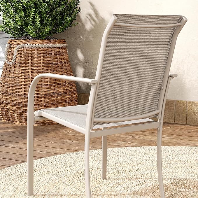 VICLLAX Patio Table and Chair Set of 4, All Weather Metal Round Outdoor Dining - Image 5