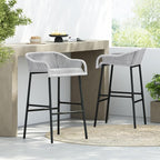 Christopher Knight Home Sivir Outdoor Barstool Set of 2, Patio Woven Rope Bar - Image 4