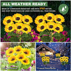 2 Pack with 12 Sunflower Solar Lights Outdoor Garden Decor, Solar Flowers - Image 7