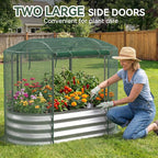 Raised Garden Bed with Self-Watering System, Oval Galvanized Raised Beds - Image 4