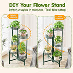 5-Tier Metal Plant Stand Indoor Outdoor, Corner Tall Plant Shelf - Image 4