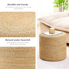 Handwoven Ottoman Pouf, Natural Seagrass Footstool, Round Braided Outdoor Seat - Image 5