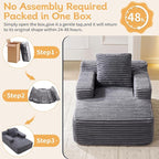 wanan 45.7" Chaise Lounge Chair Indoor, Corduroy Boneless Cloud Lounge Chair - Image 7