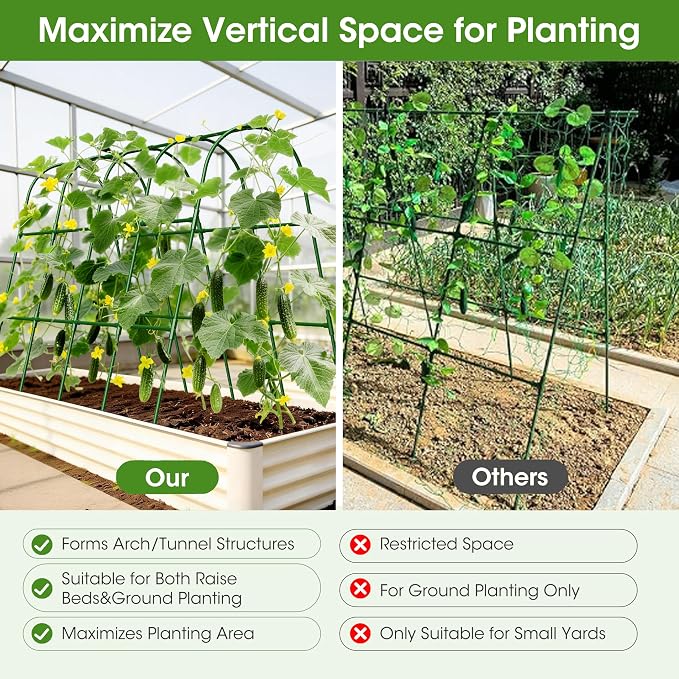 Cucumber Trellis for Raised Bed, U-Shape Garden Trellis for Climbing Plants - Image 4