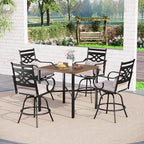 Sophia & William Outdoor Patio Bar Set 5 Piece High Dining Table and Chairs - Image 2