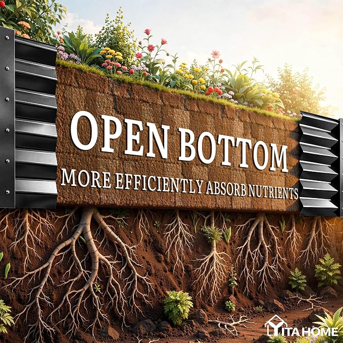 YITAHOME 8x4x1.5ft Large Raised Garden Bed Kit, Galvanized Metal Planter Box - Image 4