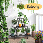 Bamboo Plant Stand Indoor/Outdoor, Rectangular, 8 Potted Flower Holder Ladder - Image 5