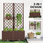 Outsunny Planter Box with Trellis, Self Watering Raised Garden Bed with - Image 3