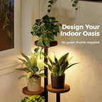 Bamworld Plant Stand with Grow Lights Indoor Plant Stand Tall Metal Wood Plant - Image 6