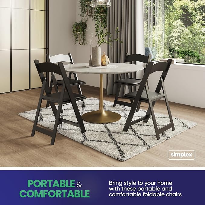 SIMPLEX 8 Black Resin Stackable Folding Chair - Image 4