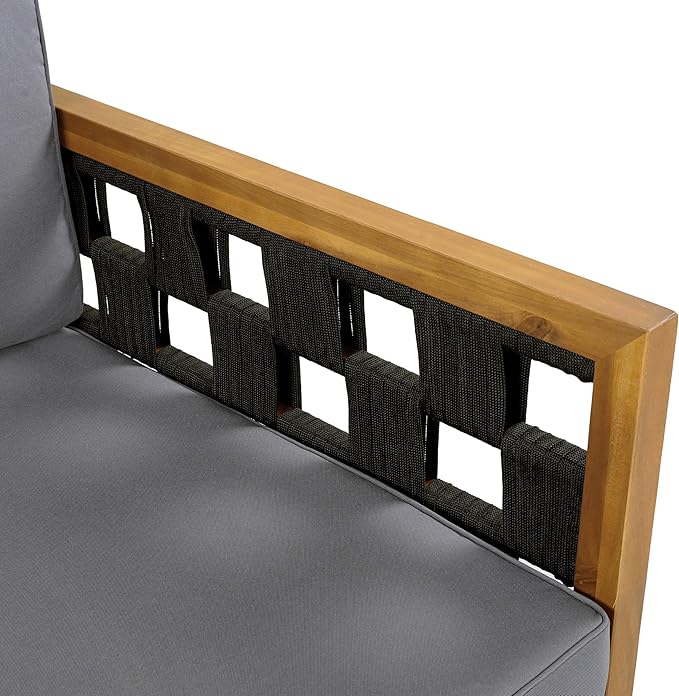 Merax Outdoor 3 Seater Daybed, Acacia Wood Patio Day Bed Couch Sofa - Image 4