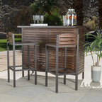 Christopher Knight Home Milos Indoor/Outdoor Acacia Wood 3 Piece Bar Set - Image 2