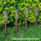 Solar Pathway Lights Outdoor Solar Lights 8 Pack Metal & Glass Design - Image 3