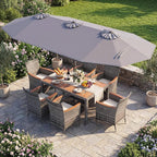 Tangkula 9 Pieces Rattan Outdoor Dining Set - Image 2