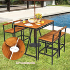 Tangkula 5-Piece Outdoor Acacia Wood Bar Table Set, Bar Height Outdoor and - Image 2