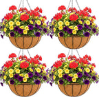 Metal 10 inch Round Planter, 4 Pack Hanging Wire Basket by JFFLYIT