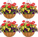 8 inch Metal Hanging Baskets For Plants Outdoor 4 Pack Round Metal Wire Hanging by JFFLYIT