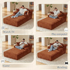 80 Inch Chaise Lounge Chair Indoor, Oversized Corduroy Upholstered Boneless - Image 5