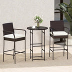 Tangkula 3 Piece Outdoor Bar Set, Patio Rattan Heavy Duty Bar Height Glass Top - Image 2