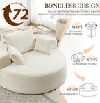 Oversized Round Chaise Longue Chair Indoor, Modern 55-inch Upholstered Chenille - Image 7