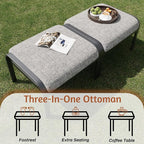 HOMREST Metal Outdoor Ottoman, 3-Piece Aluminum Footstool w/Removable Cushion - Image 7