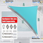 Amgo Custom Size 8' x 13' x 15.3' Turquoise Triangle Sun Shade Sail Order to - Image 7