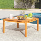 Tangkula Patio Wood Coffee Table, Solid Acacia Wood 35.5 Inches Side Table - Image 2