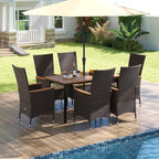 Tangkula 7 Pieces Rattan Outdoor Dining Set - Image 3