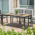 NUU GARDEN Patio Dining Table for 6, 61” x 37” Large Rectangle Metal Table - Image 9