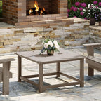WestinTrends Malibu Low Outdoor HDPE Square Patio Coffee Table, Weathered Wood by WestinTrends