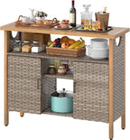 DWVO XL Patio Storage Cabinet, Wicker Outdoor Bar Table by DWVO
