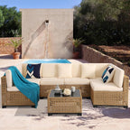 KIGOTY Patio Furniture Set, 7 Pieces Modular Outdoor Sectional Sofa, PE Rattan - Image 7
