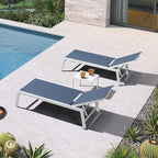 PURPLE LEAF Oversize Chaise Lounge Chair Outdoor 2 Pieces White Aluminum Lounge - Image 3