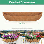Y&M 36" Coco Liner for Window Box Deck Basket Planter Trough Coconut Fiber - Image 2
