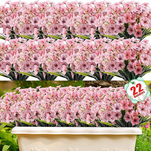 22 Pack Artificial Flowers Outdoor Fake Plants, Faux Flowers UV Resistant by Powbrace