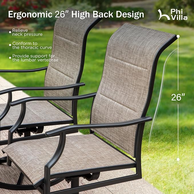 PHI VILLA Swivel Patio Chair Set of 2, All Weather-Resistant - Image 5