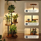 Bamworld Plant Stand with Grow Lights Indoor Plant Stand Tall Metal Wood Plant - Image 3