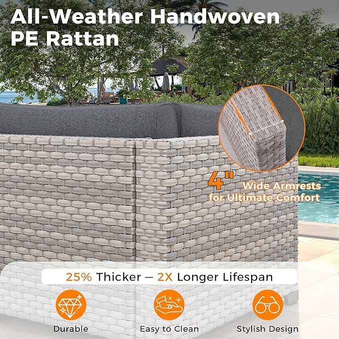 12-Seat Modular Patio Furniture Set – Outdoor Wicker Sectional Sofa - Image 4
