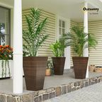Outsunny Tall Planter for Outdoor Plants Set of 3, 28 Inch Taper Planter - Image 2