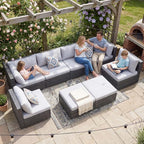 NICESOUL 8 Person Outdoor Patio Furniture Set, Extra Large Wicker Sectional Sofa - Image 9