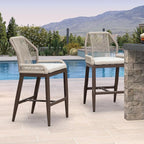 PURPLE LEAF Patio Bar Stool Counter Height Set of 2 Outdoor Rattan Chairs - Image 9