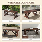 Outsunny 2-Person Wooden Garden Bench, Outdoor Wagon Wheel Porch Bench - Image 7