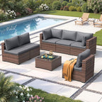 Patio Furniture Sets with Waterproof Cover, 7 Pieces Outdoor Rattan Sectional - Image 9