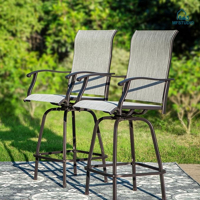 MFSTUDIO Outdoor Bar Stools Set of 4, Swivel Bar Height Patio Chairs Outdoor - Image 7