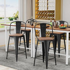 Alunaune 30" Swivel Metal Bar Stools Set of 4 High Back Counter Height - Image 3