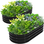 2Pcs 4X2X1ft Oval Raised Garden Bed Kit, Galvanized Raised Garden Beds Outdoor by Unknown