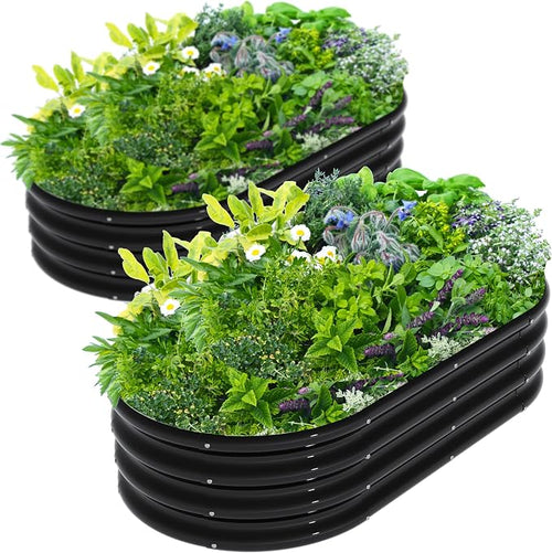 2Pcs 4X2X1ft Oval Raised Garden Bed Kit, Galvanized Raised Garden Beds Outdoor by Unknown